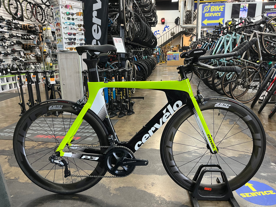 Cervelo P3 Shimano Ultegra Di2 w/ ZIPP 404 Firecrest Wheels - Fluoro/Black/Black 2019 DEMO