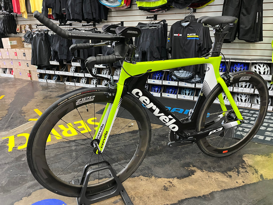 Cervelo P3 Shimano Ultegra Di2 w/ ZIPP 404 Firecrest Wheels - Fluoro/Black/Black 2019 DEMO