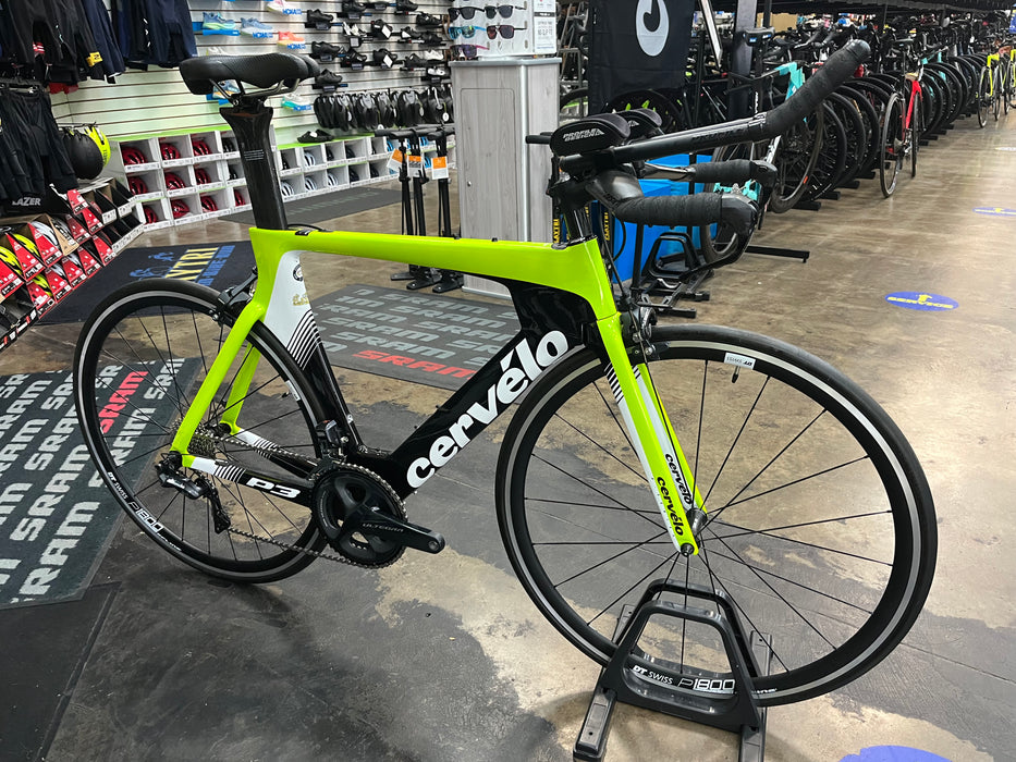Cervelo P3 Shimano Ultegra Di2 11 Spd - DT Swiss P1800 Spline - Fluor/Blk/Wht 2019 DEMO