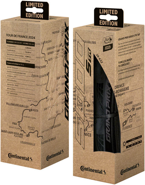 Continental Grand Prix 5000 S TR Tire - 700 x 28, Tubeless, Folding, Black/Tour de France Limited Edition, BlackChili, Vectran, Lazer Grip