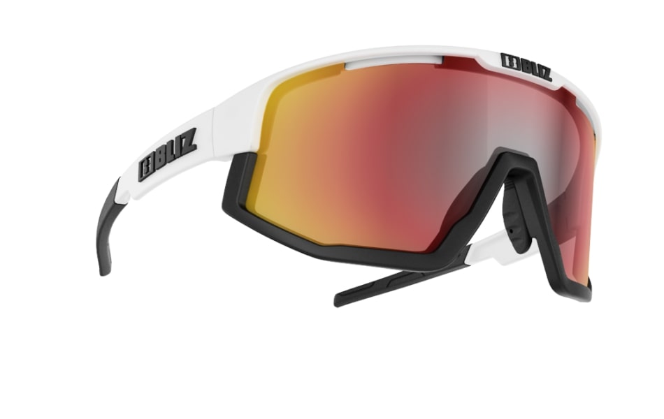 Bliz "Fusion" - Matte White Frame / Smoke with Red Multi Lens
