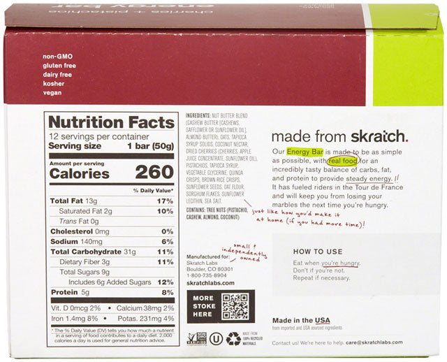 Skratch Labs Energy Bar Cherry Pistachio