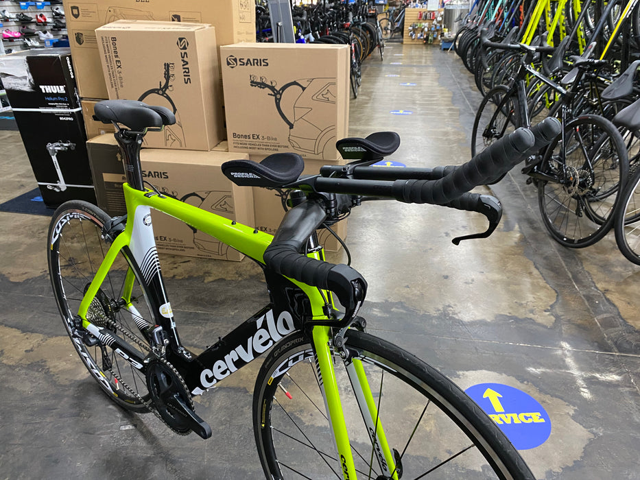 Cervelo P3 Shimano Ultegra Di2 11 Spd - Mavic Cosmic Wheels - Fluor/Blk/Wht 2019 DEMO