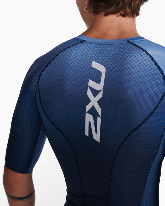 2XU Men's Aero Sleeved Tri Top - Midnight/Turmeric
