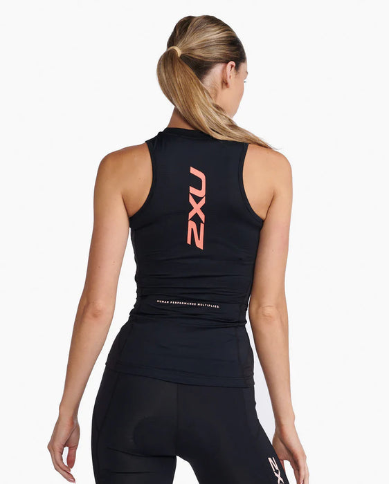 2XU Women's Aero Tri Singlet Black/ Coral