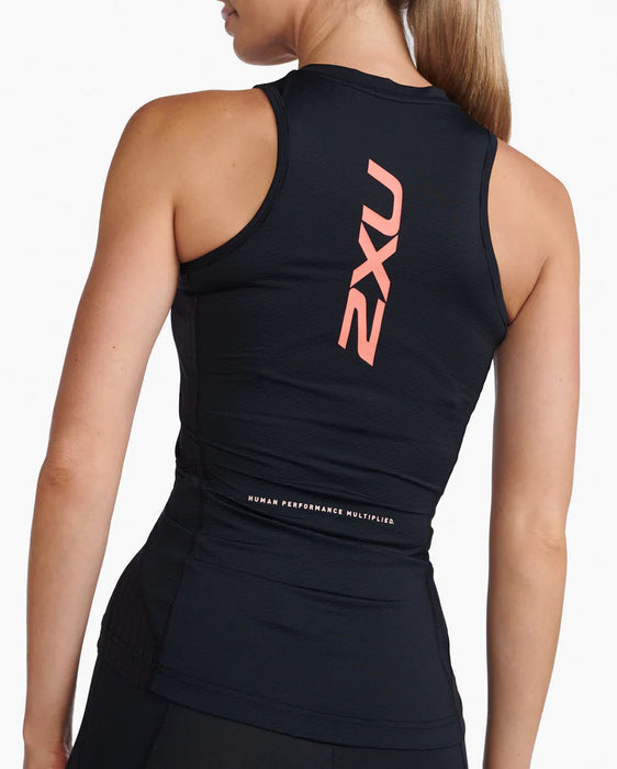 2XU Women's Aero Tri Singlet Black/ Coral